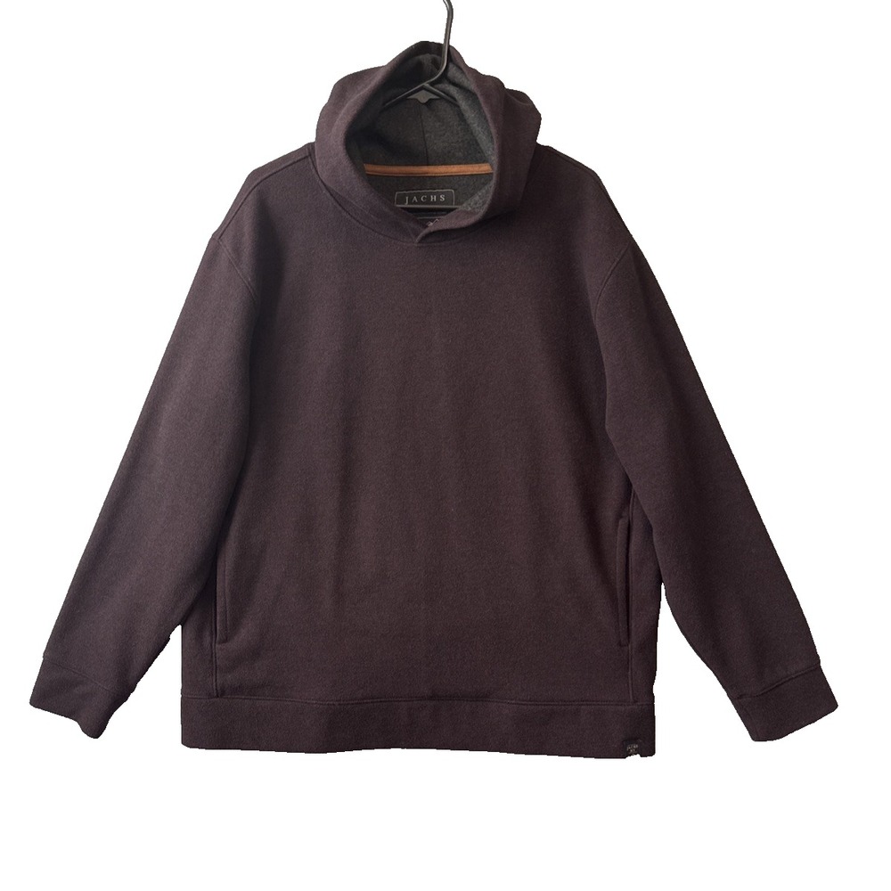Jachs NYPremium Burgundy Wool Blend Hoodie Brushed Fleece Pullover Gorpcore XL